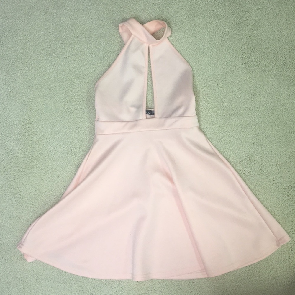 Pink cut out skater dress
